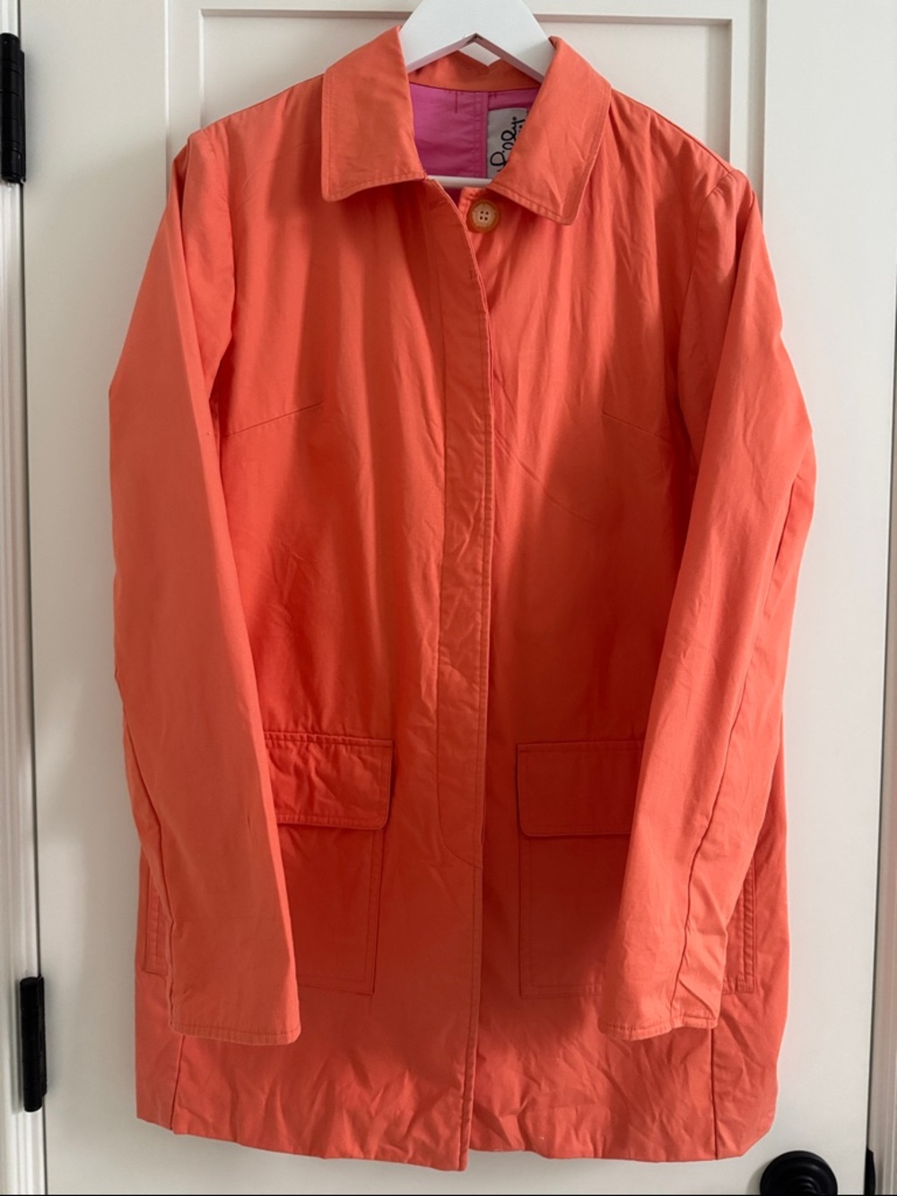 Lilly Pulitzer Coral Orange Trench Coat. WORN TWICE!